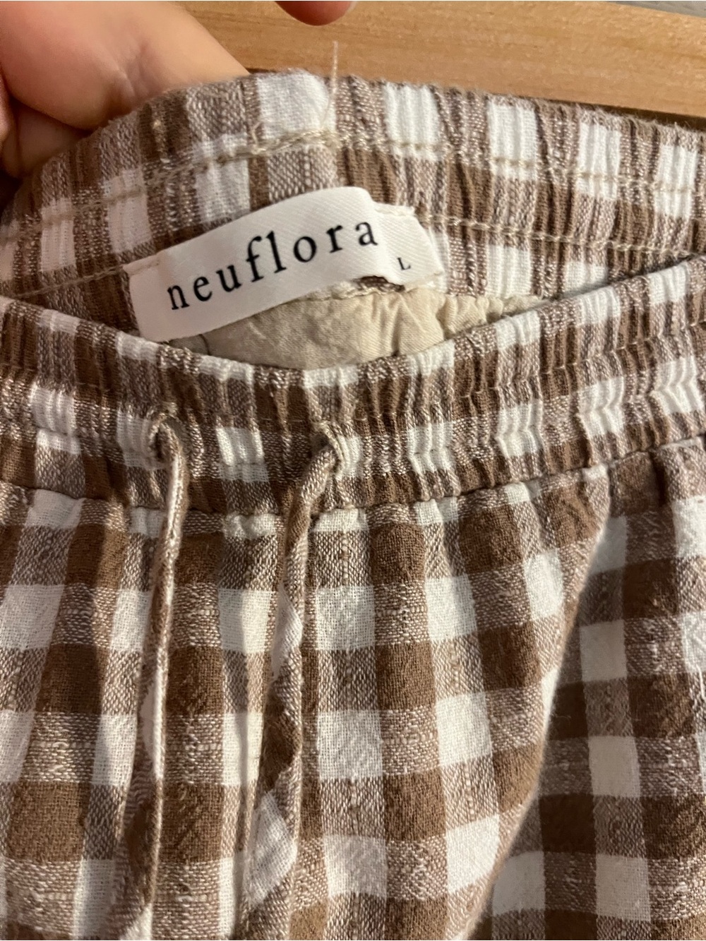 Neuflora Charleston Gingham Tiered Skirt in taupe and White - Picture 2 of 2